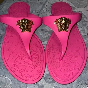 NEW Pink & Gold Versace Medusa Sandals- Size 38, Never Worn, AUTHENTIC
